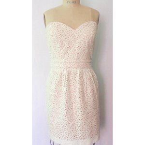 HOST PICK ❤️ UO WHITE PINK COTTON EYELET SWEETHEART STRAPLESS DRESS 12 NWT